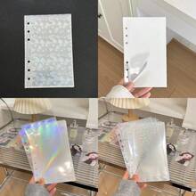A6 Transparent Colorful Oyster Shell Double Snap Binder, Minimalist 6-Ring Loose Leaf Notebook Cover, Binder, Sticker Album, Idol Cards, Stickers, Planner, Can Store Beautiful Photos, Budget Planner, Can Be Used As Photo Album, Money Saver, Stationery, Notebook, Sticker Book, Loose Leaf Book, Sticker Notebook, Refill, Pocket Book, Seal Book, Office Supplies, School Supplies, Back To School - Colored Oyster Binder - View 8