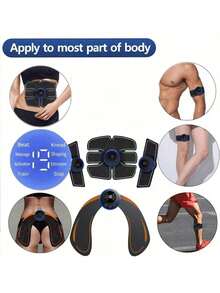 AXH. Estimulador muscular EMS, terapia de masaje eléctrico, masajeador digital de Body completo, acondicionamiento físico - Negro - Ver 6