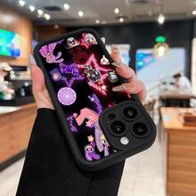 Personaje de conejo y payaso. Morado oscuro, rojo.funda de teléfono Fundas compatibles con ,Apple,VIVO,OPPO,,, y Honor.Fabricadas en silicona TPU,ofrecen protección contra golpes y caídas. - Negro - Ver 2