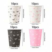 10 piezas/20 piezas/40 piezas, Taza de papel con lazo rosa/negro/blanco, Taza de café desechable de 9 onzas (4 estilos) con tema de lazo, Decoraciones y suministros para fiesta de cumpleaños, boda, despedida de soltera, fiesta del té, fiesta de soltero, decoración del Día de San Valentín - Ver 6