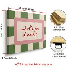 1 幅“晚餐吃什么”大胆时尚帆布海报（带/不带框），趣味励志语录墙面艺术印刷品，竖版绿粉配色，适用于公寓、客厅、卧室、现代家居装饰 - A - 查看 9