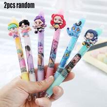 1/2/3/4/5/6pcs KPOP Witch Hunt Girl Group Blue Signature Pens, Student Ballpoint Pens, Erasable Pens, Writing Pens, Push-Button Black Pens, Student Stationery, Writing Tools, Student Gifts, School & Office Supplies - Sets - View 13