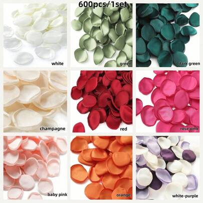 Set de 600 pétalos de rosa de seda, pétalos de boda en púrpura, blanco y rojo, pétalos de rosa de simulación, pétalos artificiales para propuesta, cesta, pasillo, regalo de novia, decoración de mesa de fiesta