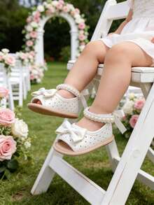 Infant Girls' Sandals, Summer Infant Bridesmaid Flat Shoes, Newborn Toddler Walking Shoes - White - View 6