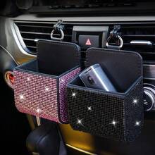 1pc Car Air Vent Rhinestone Decor Storage Bag, Hanging Car Organizer Box, Practical Car Interior Accessory, Elegant Rhinestone Design, Fits Multiple Car Models - Diamond-encrusted Air Vent Storage Box - View 5