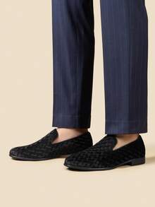 Men's Dress Loafers Velvet Tuxedo Slip-On Shoes Wedding Party Red Bottom For Male - màu đen - Xem 9