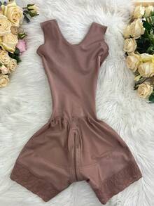 Women Strapless High Compression Shapewear Shorts Tummy Control Butt Lifter Postpartum Body Shaper - Apricot - View 3