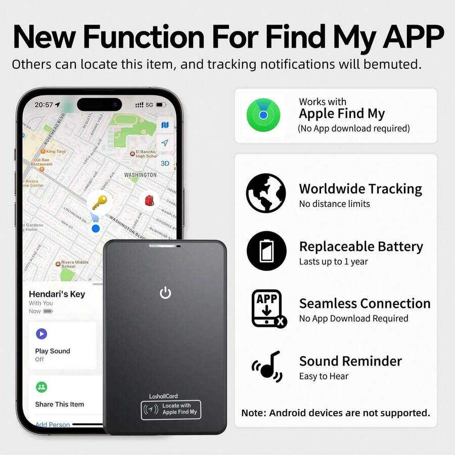 Apple AirTag GPS Card Locator, Thin And Portable, Long Standby Time Of 8-10 Months, Compatible With "Apple Find My" App For IOS, One-Click Tracking, Remote Precise Positioning, Suitable For Luggage, Wallet And More - View 1