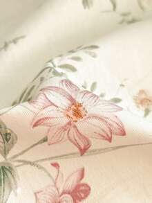 2026新款春季花卉图案优雅舒适卧室床上用品三件套，100%纯棉，含2个枕套和1个被套 - 彩色 - 查看 8