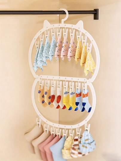 1pc Dual-Layer Clip Holder Rack With 26 Clips, Multi-Functional Storage Organizer For Nursery, Kids Room, Dorm, Easter Gift