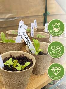 200个4英寸塑料植物标签，带记号笔，防水户外种子蔬菜园标签标记（白色） - A - 查看 7