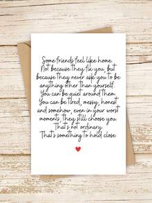 1 pieza "Algunos amigos se sienten como en casa" Elegante tarjeta de con sobre - Diseño de caligrafía y corazón, ideal para cumpleaños, agradecimiento y mejórate, perfecta para mujeres, hombres, colegas y maestros, página interior en blanco - Ver 6