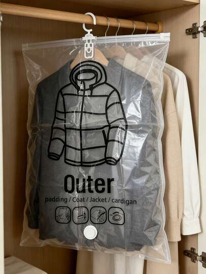 1/3个装可重复使用悬挂式真空收纳袋，大小尺寸可选，真空密封衣物保护袋，适用于衣柜，适合秋季、假期、房间、家居、卧室、连衣裙、冬季外套等。