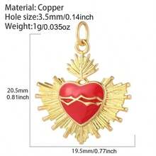 1个铜质时尚优雅迷你心形吊坠，DIY手链项链耳环首饰配件 - 彩色 - 查看 8