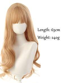 沙金色波浪长刘海合成假发，适合角色扮演、洛丽塔派对等场合，自然耐热。 - 彩色 - 查看 4