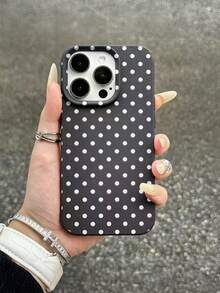 Una funda elegante para teléfono no incluye un cordón ni un soporte. 1 unidad de funda protectora para teléfono de cuero negro con patrón de lunares blancos y orificio, anti-caídas, material TPU, adecuada como regalo navideño, compatible con Xs/Xsmax/Xr/11 12 13 14 15 16pro/Promax/14 15 16plus/17, unisex. - Multicolor - Ver 3