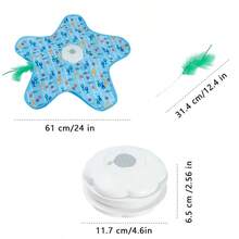 Đồ chơi tương tác hình sao biển cho mèo, bàn xoay tự động, lông vũ, thảm chơi sạc USB cho thú cưng, người bạn đồng hành khi ở một mình. - Màu xanh lam - Xem 2