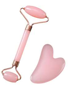 Gua Sha & Jade Roller Facial Tool Set, Helps Reduce Puffiness And Redness, Skincare Daily Care, Unisex Self-Care Gift - Pink - View 7