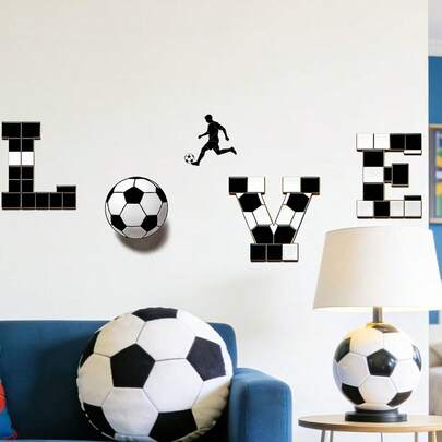 1 قطعة ملصق ديكور جداري أو نافذة غرفة السكن بتصميم لاعب كرة قدم بشكل قلب، تصميم إبداعي جديد لعام 2026