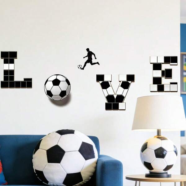 1 قطعة ملصق ديكور جداري أو نافذة غرفة السكن بتصميم لاعب كرة قدم بشكل قلب، تصميم إبداعي جديد لعام 2026