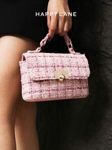 HAPPY LANE 复古优雅手提包，简约单肩包，定制金色球扣斜挎包，适合商务、休闲、购物和上学等场合，正面旋扣手提包配肩带，斜挎包，非常适合日常、聚会和旅行，轻便耐用，复古魅力，适合追求优雅个性的女性，适合任何场合，展现独特的时尚品味。 - 彩色 - 查看 5