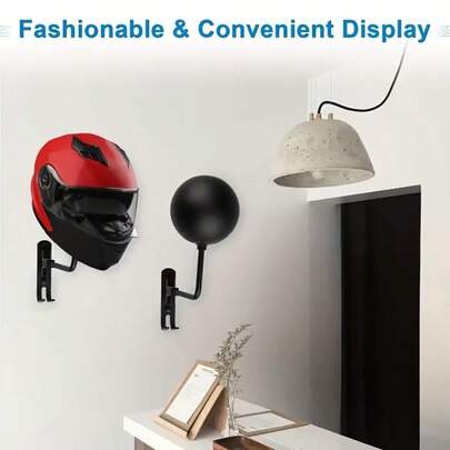 2-In-1 Helmet Display And Storage Rack, 180° Rotatable Wall Mount Holder, Essential For Cycling Enthusiasts, Combines Storage Functionality And Display Aesthetics, Properly Stores Helmets And Efficiently Utilizes Wall Space