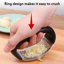 1pc Modern Minimalist Stainless Steel Garlic Press, Household Kitchen Tool, Thick Stainless Steel Material Durable, Lever Design For Easy Pressing, Finely Crushed Garlic Without Mess, Convenient Cleaning Without Residue. - Multicolor - View 2