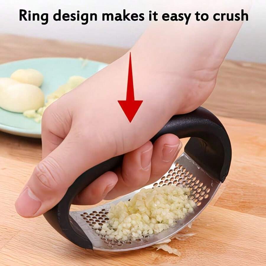 1pc Modern Minimalist Stainless Steel Garlic Press, Household Kitchen Tool, Thick Stainless Steel Material Durable, Lever Design For Easy Pressing, Finely Crushed Garlic Without Mess, Convenient Cleaning Without Residue.