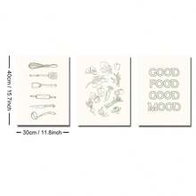 1/3件套无框鼠尾草绿厨房趣味帆布海报抽象蔬菜美食好心情语录墙面艺术印刷品极简复古美学装饰画，适用于公寓、客厅、餐厅、现代家居装饰 - A - 查看 11