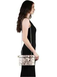 Shiny Metallic PU Leather Purse Bag Novel Square Glossy Folding Handbag For Dinner Wedding Banquet Prom - Da rắn - Xem 3