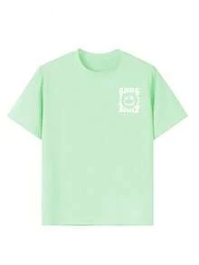 Tween Girls' Casual Funny Print Crew Neck Short Sleeve T-Shirt, Summer Top - Mint Green - View 6