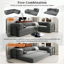 MERAX L-Shaped Modular Sofa Bed In Corduroy Fabric, Ideal For Living Rooms And Apartments, Gray - 灰色的 - 查看 4