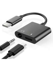 Fast Charging USB-C To 3.5mm Headphone Jack And Charger Adapter Seulliya 2-In-1 Audio And Fast Charging Splitter Compatible With Apple 17/16/15/Pro/Pro Max Pixel And Other Devices 1pc Spring Easter Gift - Black - View 5