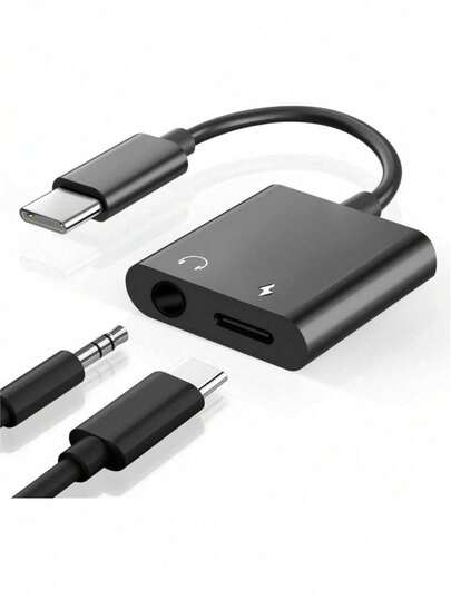 Seulliya USB-C To 3.5mm Headphone Jack And Charger Adapter, 2-In-1 Audio And Fast Charging Splitter, Compatible With Apple 17/16/15/Pro/Pro Max, Pixel And Other Devices, 1pc