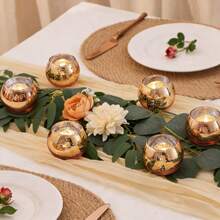 6/12 Pcs Spherical Candle Cup Mercury Glass Votive Candle Holders Tealight Holders For Wedding Table Centerpieces Home Decor Party Supplies - 6Pcs Orange - View 6