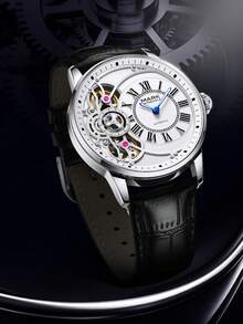 1枚男士商务自动机械表，复古罗马数字表盘，金属表壳，奢华休闲街头风情侣表，高端腕表礼品 FW-6031 - 均碼 - 查看 2