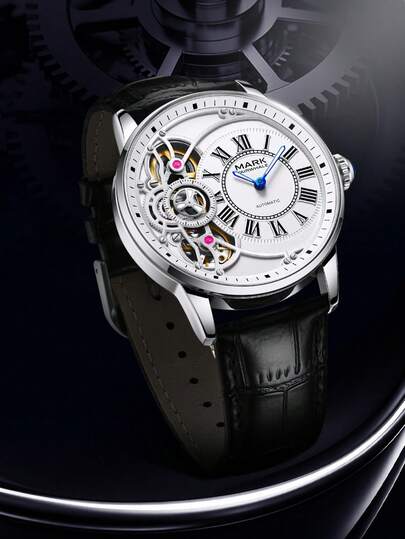 1枚男士商务自动机械表，复古罗马数字表盘，金属表壳，奢华休闲街头风情侣表，高端腕表礼品 FW-6031