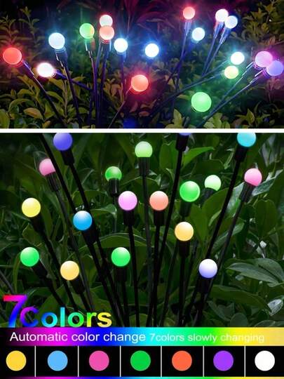 Multicolour 20LED-2pack Solar Firefly Light, 12/16/20 LED Optional, Warm/Colorful Outdoor Garden And Courtyard Decoration, Multi-Color Light Bulb Solar Channel Light, Suitable For Garden, Terrace, Passage, Party Night Environment And Landscape Lighting Lawn Light