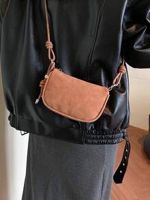 Litchi-Textur Mini-Handtasche, neue Mode kompakte tägliche Umhängetasche, ultraleichte kleine Umhängetasche für Frauen - Braun - Übersicht 4