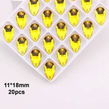 11*18mm, 20pcs/Pack, Flat Bottom Double Hole Exquisite Glass Rhinestones, Slim Teardrop Shape, For Sewing Wedding Dress, Handbag, Shoes Decoration, Jewelry Making Accessories - 11*18mm 20pcs - View 29