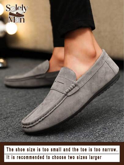 Men's Loafers Casual Shoes Versatile Moccasins Slip-On Fisherman Shoes Slouchy Shoes Leather Flat Boat Shoes Round Toe Men's Shoes Business Leather Shoes Formal Shoes Flat Casual Shoes (Run Small And Narrow, Please Order One Size Up)