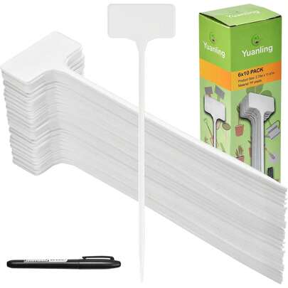 Plant Labels,60PCS T-Type 11.4" Large Plastic Plant Tags Waterproof Plant Makers Nursery Garden Labels For Outdoor Indoor Plants Herbs Flowers Vegetable Potted Belt Marker Pen (White)