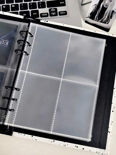 10 pièces/20 pièces Pages d'album photo Kpop A5 6 trous 4 poches, pochettes de recharge transparentes -, pages porte-cartes de style poche, feuilles PP transparentes, convient pour le scrapbooking, les collectionneurs de cartes, les étudiants, le bureau, la classe, le studio, la rentrée scolaire