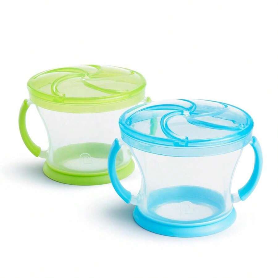 Munchkin Snack Catcher Toddler Snack Cups, No Spill, 2 Pack, Blue/Green - ColorA - Ver 1