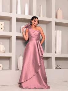 Long Dress With Flower For Graduation, Party, Wedding, Evening. - Rosa Oxidada - Ver 1