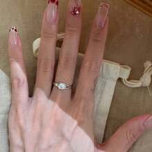 流行美人鱼水滴梨形切割钻石戒指，小众奢华优雅戒指 - 星星 - 查看 6