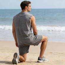 Men's Y2K Vintage Distressed Sleeveless Vest - Ultra Soft Street Dressing - Grey - View 3