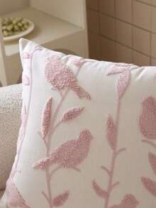 LCUHPCL 1pc Spring/Summer Charming 3D Embroidered Bird & Tree Decorative Pillow Cover, Suitable For Living Room, Bedroom, Party, Sofa And Various Environments - Pink - View 6