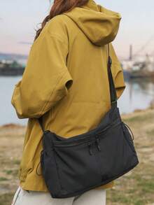 1pc Nylon Crossbody Bag, Casual Shoulder Bag, Versatile Daily Use Messenger Bag, Lightweight Peach Tree Sling Bag For Men - Multicolor - View 6