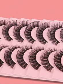 Russian Volume False Eyelashes, D Curl Density, Curly & Thick, High Quality Eyelash Extensions, Natural Makeup Effect, Soft & Curly, Eyelash Lengthening, Stunning Eyelash Effect, Eyelash Strips, Eyelashes, False Eyelashes, Gift For Women - Black - View 2